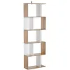 Image de Bibliothèque étagère meuble de rangement design contemporain en S 5 étagères 60L x 24l x 185H cm coloris chêne blanc