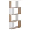 Image de Bibliothèque étagère meuble de rangement design contemporain en S 4 étagères 60L x 24l x 148H cm chêne blanc