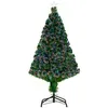 Image de Sapin de Noël artificiel lumineux fibre optique multicolore + support pied Ø 60 x 120H cm 130 branches étoile sommet brillante vert