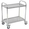 Image de HOMCOM Chariot de service desserte de cuisine à roulettes 2 étagères 71L x 41l x 81H cm acier inox. chromé