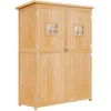 Image de Abri de jardin armoire de jardin remise pour outils sur pied dim. 128L x 50l x 164H cm 2 étagères 2 portes 2 fenêtres toit bitumé étanche bois massif sapin pré-huilé