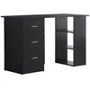Image de Bureau informatique meuble de bureau 3 tiroirs coulissants + 3 étagères grand plateau 120L x 49l x 72H cm MDF noir