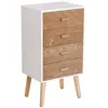 Image de Meuble de rangement chiffonnier design scandinave 40L x 30l x 75H cm 4 tiroirs bois massif pin MDF blanc et hêtre motif graphique