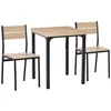 Image de Table avec 2 chaises style industriel acier noir MDF coloris bois de chêne