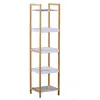 Image de Etagère en bambou de salle de bain étagère debout 3 paniers + 2 étagères dim. 32L x 30l x 130H cm beige blanc