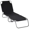 Image de Bain de soleil Outsunny H. 24 cm L. 180 cm en metal noir non empilable pliable