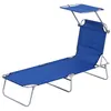Image de Bain de soleil Outsunny bleu en metal L. 187 cm H. 36 cm non empilable pliable