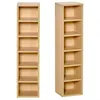Image de Lot de 2 étagères colonnes armoire de rangement CD-DVD 6 + 6 compartiments dim. 21L x 19l x 88H cm capacité max. 204 CD coloris hêtre