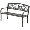 Image de Banc 3 places de jardin terrasse style rural chic 127L x 60l x 85H cm métal époxy anticorrosion brun