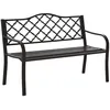 Image de Banc 3 places de jardin terrasse style rural chic 128L x 60l x 89H cm métal époxy anticorrosion fonte brun