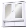 Image de Armoire murale étagère salle de bain 56L x 13l x 58H cm double porte miroir étagère réglable MDF blanc