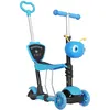 Image de Trottinette pour enfants trottinette 3 roues évolutive 3 en 1 hauteur guidon réglable canne telescopique selle dossier amovible bleu