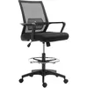 Image de Fauteuil de bureau chaise de bureau assise haute réglable dim. 64L x 59l x 104-124H cm pivotant 360° maille respirante noir