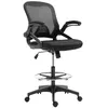 Image de Fauteuil de bureau chaise de bureau assise haute réglable dim. 64L x 60l x 106-126H cm pivotant 360° maille respirante noir