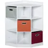 Image de Meuble de rangement d'angle unité de rangement 9 niches 3 tiroirs non tissé MDF blanc