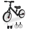 Image de Vélo enfant draisienne 2 en 1 roulettes et pédales amovibles roues 12 hauteur selle réglable acier noir