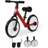 Image de Vélo enfant draisienne 2 en 1 roulettes et pédales amovibles roues 12 hauteur selle réglable acier rouge