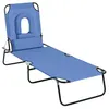 Image de Bain de soleil pliable transat inclinable 4 positions chaise longue de lecture 3 coussins fournis bleu