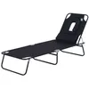 Image de Bain de soleil pliable transat inclinable 4 positions chaise longue de lecture 3 coussins fournis noir