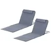 Image de Lot de 2 tapis de plage rembourré - matelas de plage - nattes de plage - dossier inclinable multi-positions - sac transport inclus - métal polyester PE gris