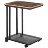Image de Table basse table d'appoint Vintage style industriel étagère acier noir MDF coloris boisé