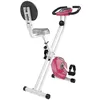 Image de Vélo d'appartement pliable 8 niveaux de résistance magnétique selle réglable dossier écran LCD multifonction capteur fréquence cardiaque rose