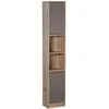 Image de Meuble colonne rangement salle de bain style cosy dim. 30L x 24l x 170H cm 2 portes étagère 2 niches chêne clair gris