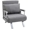 Image de Fauteuil chauffeuse canapé-lit convertible 1 place déhoussable grand confort coussin pieds accoudoirs métal lin gris clair