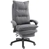 Image de HOMCOM Fauteuil de bureau direction massant hauteur réglable dossier inclinable repose-pied intégré toile de lin gris chiné