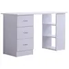 Image de Bureau informatique table multi-fonctions 3 tiroirs 2 étagères dim. 120L x 49l x 72H cm MDF blanc