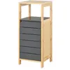 Image de Meuble colonne rangement salle de bain style cosy dim. 32L x 30l x 80H cm porte étagères niche bambou gris