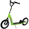 Image de Trottinette patinette enfants à partir de 5 ans grandes roues guidon réglable poignée frein et béquille acier vert