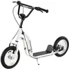Image de Trottinette Patinette pour Enfants Plus de 5 Ans Grands Pneus Guidon Réglable 2 Freins Contrôlés par Poignée Béquille Latérale 120 x 58 x 85-95 cm Blanc