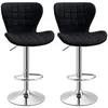Image de Lot de 2 tabourets de bar design contemporain hauteur d'assise réglable 59-81 cm pivotant 360° lin noir