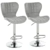 Image de Lot de 2 tabourets de bar design contemporain hauteur d'assise réglable 59-81 cm pivotant 360° lin gris