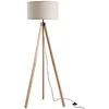 Image de Lampadaire trépied style scandinave 40 W max. dim. 45L x 45l x 152H cm bois de pin lin beige