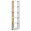 Image de Bibliothèque Étagère de Rangement avec 5 Compartiments Ouverts Design Simple Moderne Idéale pour Salon Chambre Bureau 45 x 21 x 170 cm Blanc et Chêne