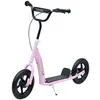 Image de Trottinette patinette pneus 30 cm hauteur guidon réglable poignée frein et béquille acier rose