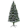 Image de Sapin de Noël artificiel lumineux fibre optique LED + 20 ampoules + support pied Ø 63 x 120H cm 130 branches étoile sommet brillante vert