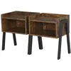 Image de Tables de chevet style industriel - lot de 2 tables de nuit - meubles empilables - panneaux particules aspect vieux bois métal noir