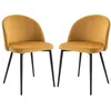 Image de Chaises de visiteur design scandinave - lot de 2 chaises - pieds effilés métal noir - assise dossier ergonomique velours moutarde