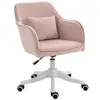 Image de Chaise de bureau velours fauteuil bureau massant coussin lombaire intégré hauteur réglable pivotante 360° rose poudré