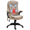 Image de Fauteuil de bureau direction massant chauffant hauteur réglable dossier inclinable toile de lin beige