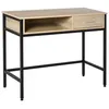 Image de Bureau style industriel casier + tiroir coulissant châssis métal noir plateau panneaux particules chêne clair
