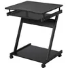 Image de Bureau informatique roulant - bureau mobile - table d'ordinateur - tablette coulissante clavier + étagère - noir