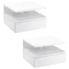 Image de Lot de 2 tables de chevet murales - lot de 2 tables de nuit - tiroir coulissant, niche et plateau - panneau particules blanc