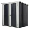 Image de Abri de jardin - remise pour outils - abri vélo - abri poubelle - 2 portes verrouillables - dim. 147L x 86l x 134H cm - tôle d'acier noir blanc