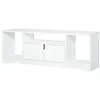 Image de Meuble TV banc TV design contemporain - 3 niches, placard double porte - dim. 120L x 30l x 41H cm - panneaux particules blanc