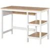 Image de Bureau informatique multimédia dim. 110L x 48l x 76H cm 2 étagères latérales MDF E1 chêne clair blanc