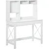 Image de Bureau bibliothèque 2 en 1 - 3 niches 4 espaces de rangement - panneaux particules métal blanc